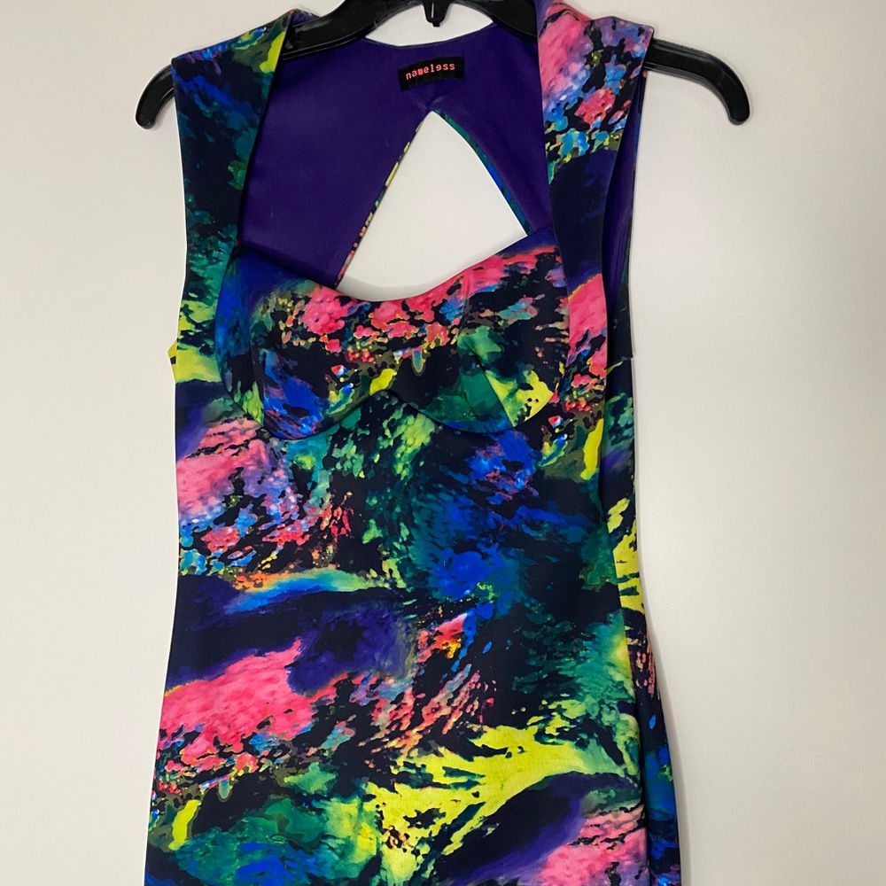 Nameless club dress multi neon cut out back